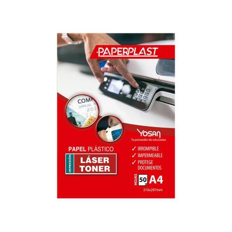PAPEL YOSAN PAPERPLAST PLASTICO BLANCO BRILLO A4 DE 200 MICRAS