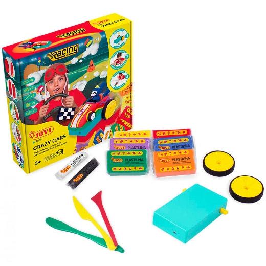 PLASTILINA JOVI JOVITECH CRAZY CARS RACING KIT
(6x pastilla plastilina surtido de 50g ,  2x barritas plastilina de 15g, 3x modeladores, 2x ruedas crazy cars, 1x plataforma crazy cars)