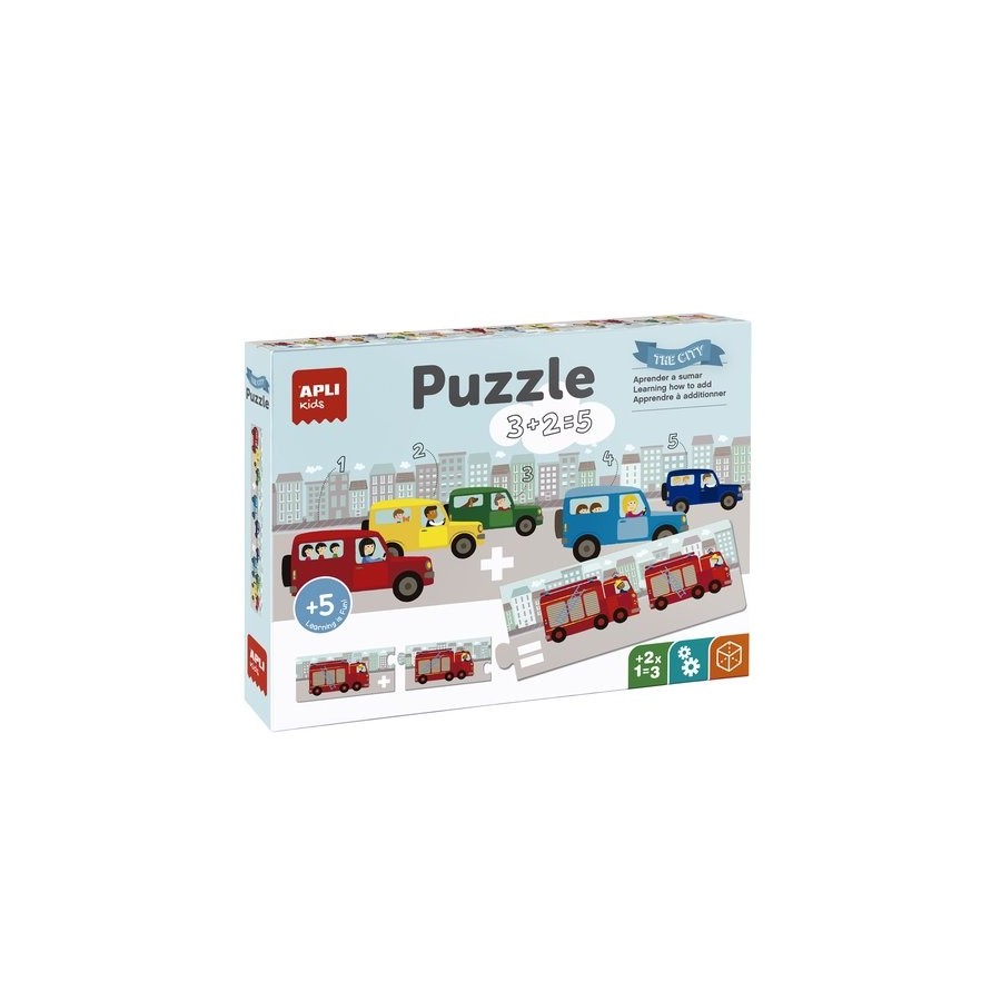 PUZLE EDUCATIVO APLI KIDS SUMAS TRANSPORTES 30 PIEZAS
