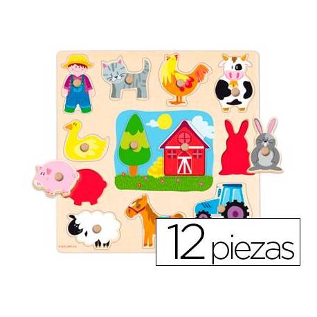PUZLE GOULA SILUETA GRANJA 12 PIEZAS MADERA 28x28 cm +2 AÑOS