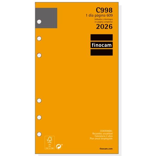 RECAMBIO AGENDA ANUAL (2026) FINOCAM C998 CLASSIC 609 94x171 ANUALIDAD D/P