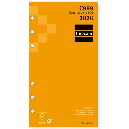 RECAMBIO AGENDA ANUAL (2026) FINOCAM C999 CLASSIC 609 94x171 ANUALIDAD S/V APAIS.