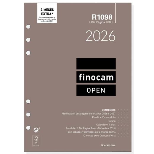 RECAMBIO AGENDA ANUAL (2026) FINOCAM R1098 OPEN 1000 155x215 ANUALIDAD D/P