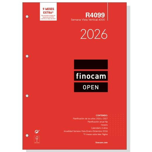 RECAMBIO AGENDA ANUAL (2026) FINOCAM R4099 OPEN 4000 210x297ANUALIDAD S/V