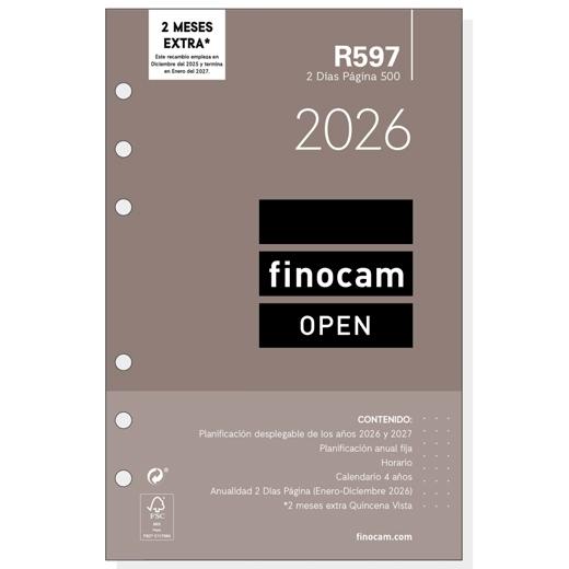 RECAMBIO AGENDA ANUAL (2026) FINOCAM R597 OPEN 500 117x181 ANUALIDAD 2D/P