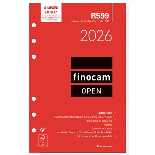 RECAMBIO AGENDA ANUAL (2026) FINOCAM R599 OPEN 500 117x181 ANUALIDAD S/V