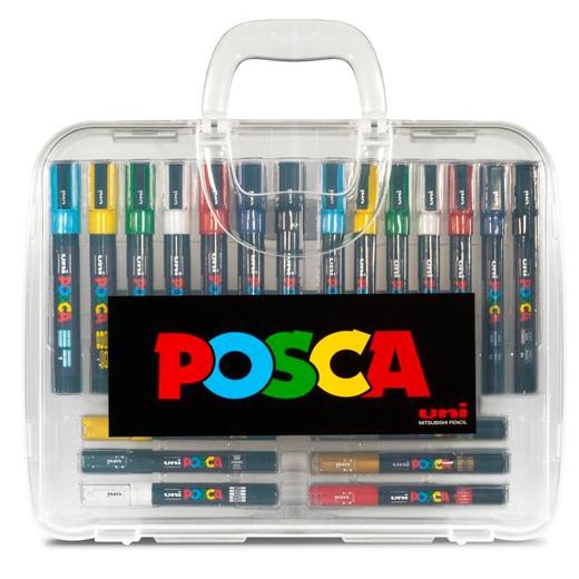 ROTUL.UNI-POSCA MALETA PLASTICO 20 SURTIDOS