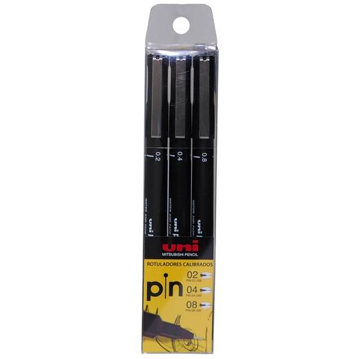 ROTULADOR CALIBRADO UNI-BALL PIN NEGRO BOLSA de 3
