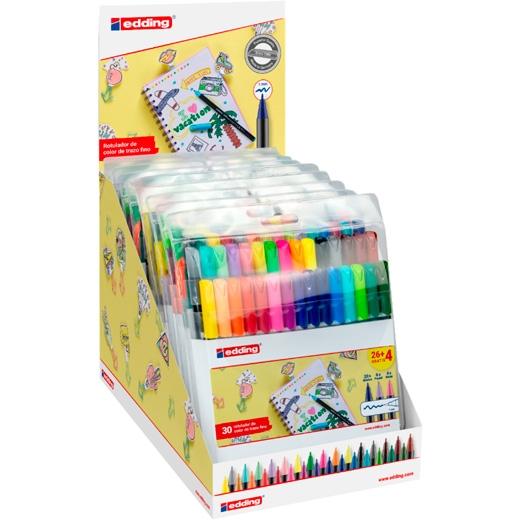 ROTULADOR FIBRA EDDING 1200 CLASICOS, NEON Y PASTEL EXPOSITOR de 10 PACKS