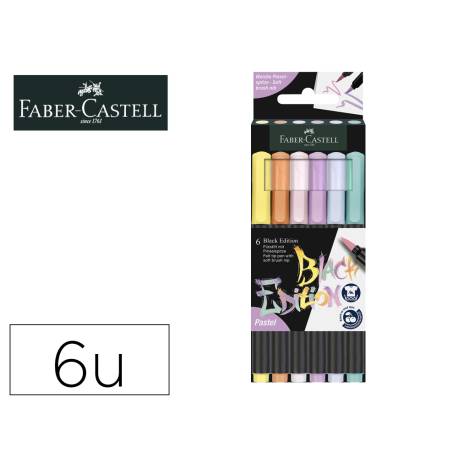 ROTULADOR FIBRA FABER-CASTELL BLACK EDITION PINCEL CAJA DE 6 PASTEL