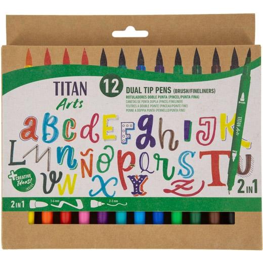 ROTULADOR FIBRA TITAN DOBLE PUNTA CAJA de 12