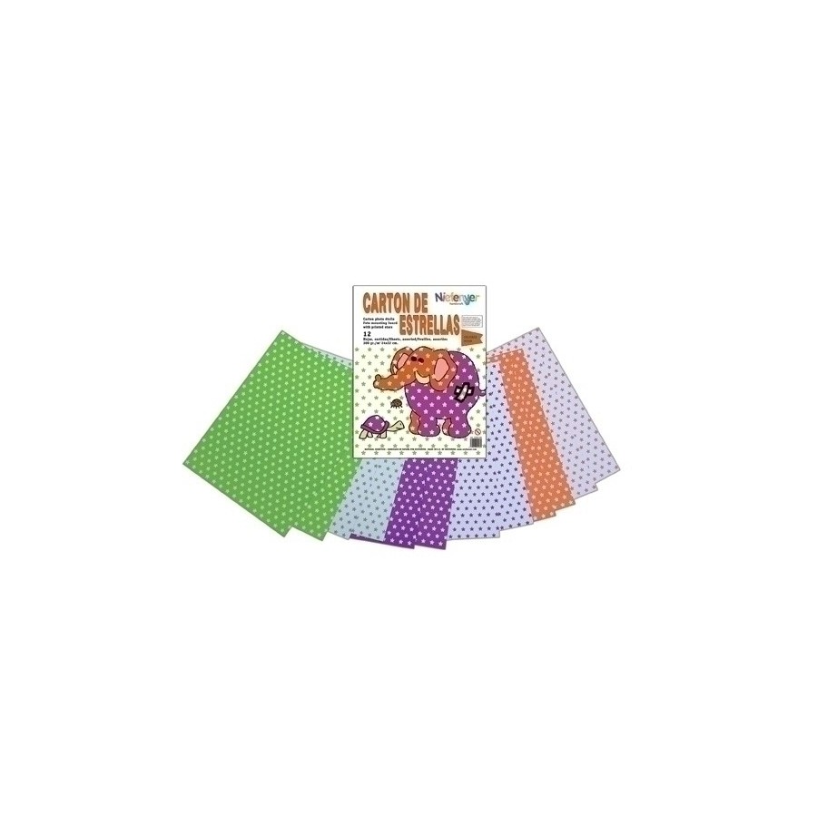 SCRAPBOOKING CARTULINA NIEFENVER IMPRESA 24x32cm. 300gr. ESTRELLA NEON  PACK de 12