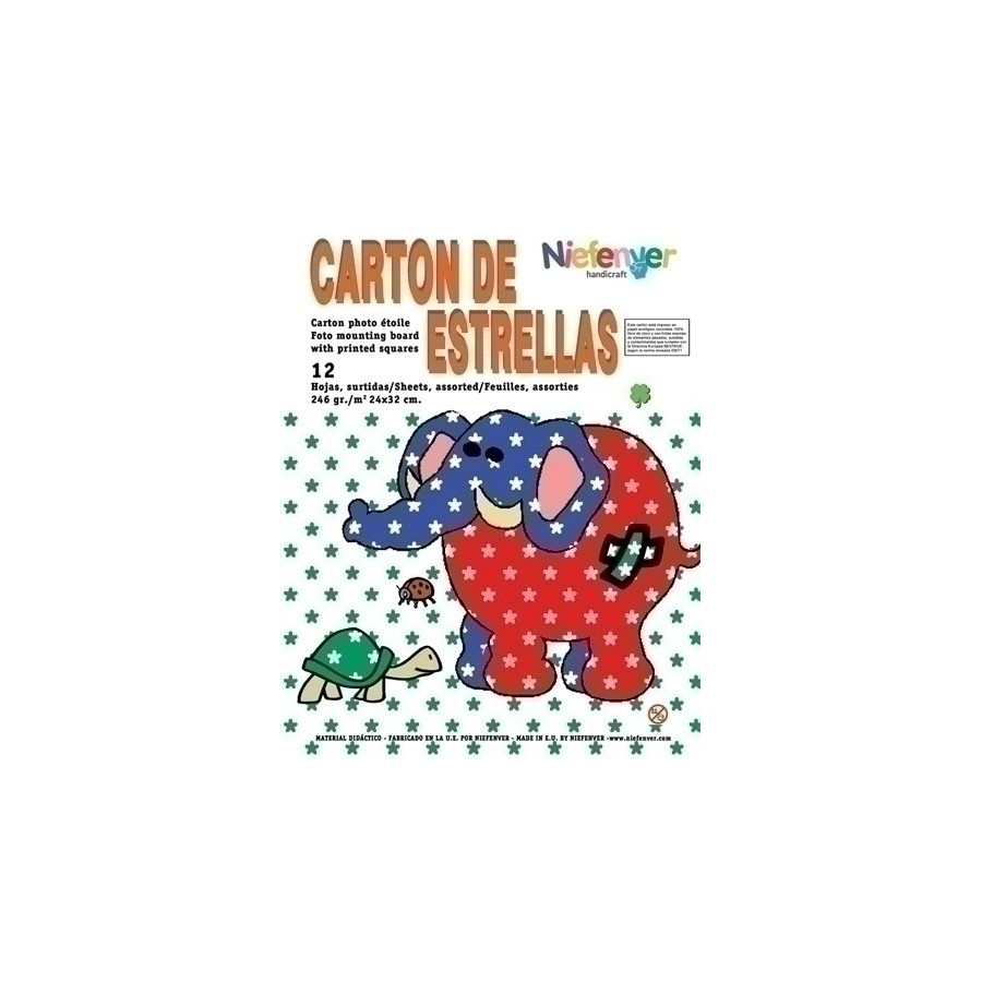 SCRAPBOOKING CARTULINA NIEFENVER IMPRESA 24x32cm. 300gr. ESTRELLA, .PACK 12