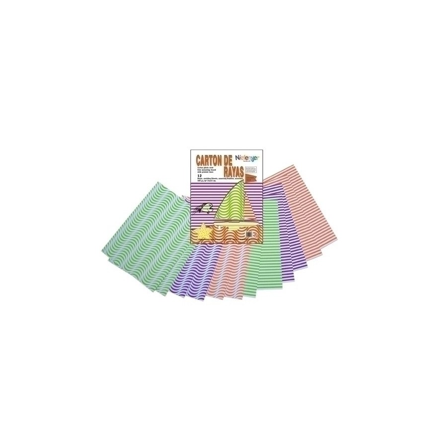 SCRAPBOOKING CARTULINA NIEFENVER IMPRESA 24x32cm. 300gr. RAYAS NEON PACK de 12