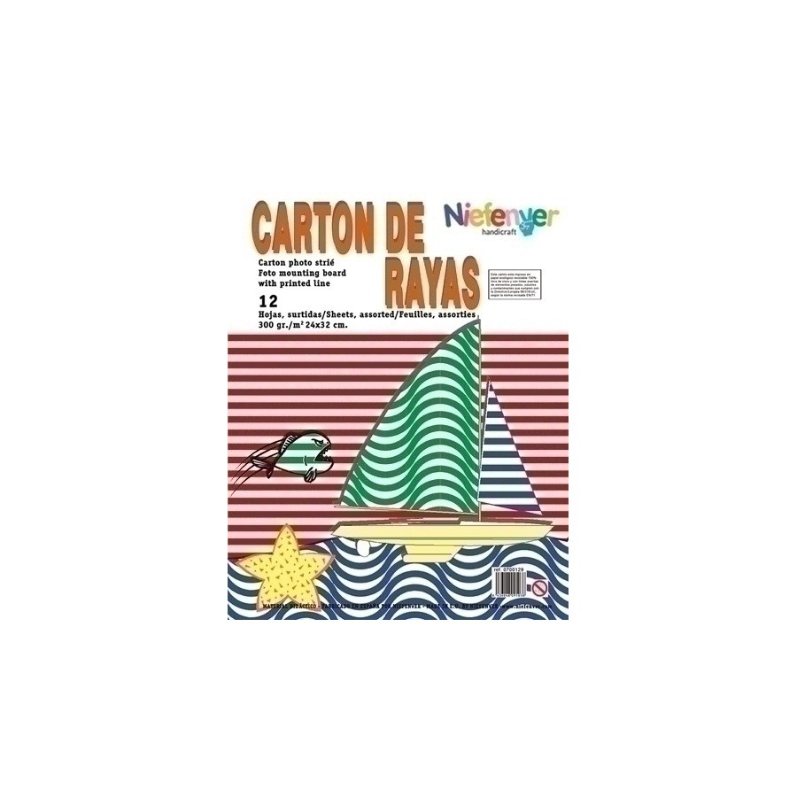 SCRAPBOOKING CARTULINA NIEFENVER IMPRESA 24x32cm. 300gr. RAYAS, PACK 12