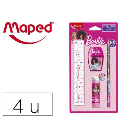 SET DE PAPELERIA MAPED BARBIE 4 PZAS