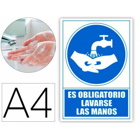 SEÑAL SERIGRAFIADA 1 TINTA AZUL ES OBLIGATORIO LAVARSE LAS MANOS