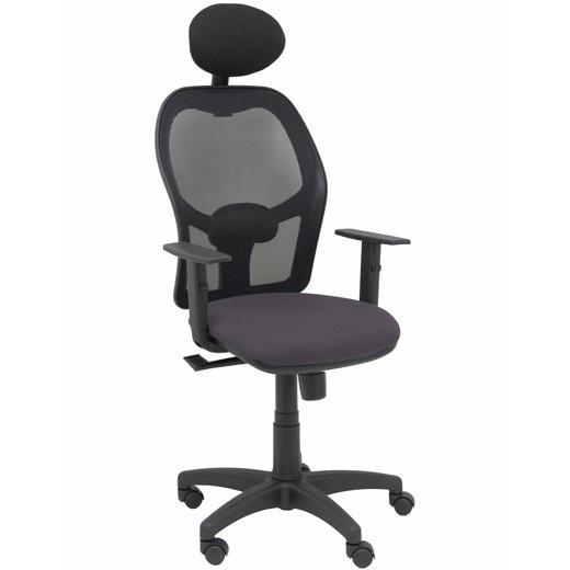 SILLA PIQUERAS Y CRESPO ALOCEN BRAZOS REGULABLES CABECERO FIJO MALLA NEGRO Y ASIENTO BALI GRIS OSCURO