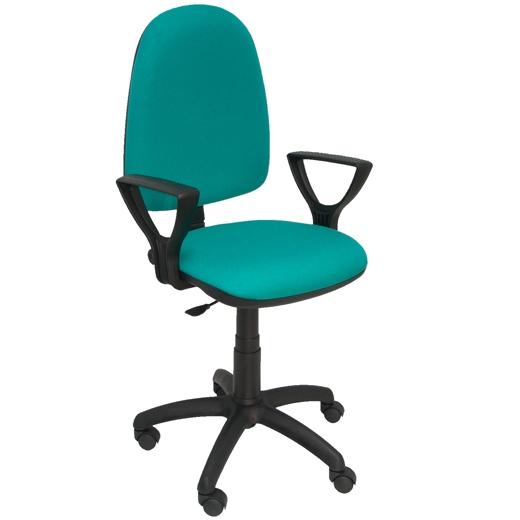SILLA PIQUERAS Y CRESPO AYNA BRAZOS FIJOS MECANISMO CONTACTO PERMANENTE CON REGULACION DE PROFUNDIDAD ASIENTO Y RESPALDO TAPIZADO BALI VERDE TURQUESA