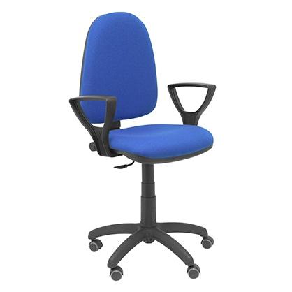 SILLA PIQUERAS Y CRESPO AYNA BRAZOS FIJOS MECANISMO CONTACTO PERMANENTE CON REGULACION DE PROFUNDIDAD RUEDAS de PARQUET ASIENTO Y RESPALDO TAPIZADO BALI AZUL
