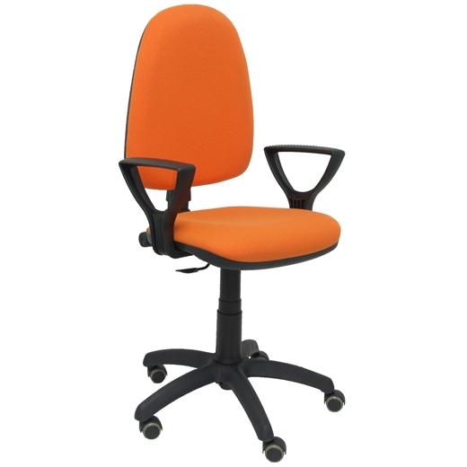 SILLA PIQUERAS Y CRESPO AYNA BRAZOS FIJOS MECANISMO CONTACTO PERMANENTE CON REGULACION DE PROFUNDIDAD RUEDAS de PARQUET ASIENTO Y RESPALDO TAPIZADO BALI NARANJA