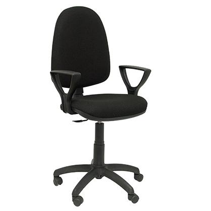 SILLA PIQUERAS Y CRESPO AYNA BRAZOS FIJOS MECANISMO CONTACTO PERMANENTE CON REGULACION DE PROFUNDIDAD RUEDAS de PARQUET ASIENTO Y RESPALDO TAPIZADO BALI NEGRO
