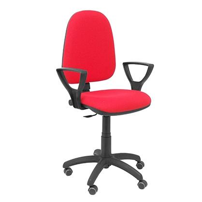 SILLA PIQUERAS Y CRESPO AYNA BRAZOS FIJOS MECANISMO CONTACTO PERMANENTE CON REGULACION DE PROFUNDIDAD RUEDAS de PARQUET ASIENTO Y RESPALDO TAPIZADO BALI ROJO