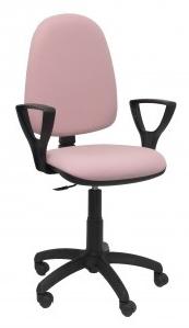 SILLA PIQUERAS Y CRESPO AYNA BRAZOS FIJOS MECANISMO CONTACTO PERMANENTE CON REGULACION DE PROFUNDIDAD RUEDAS de PARQUET ASIENTO Y RESPALDO TAPIZADO BALI ROSA PALIDO