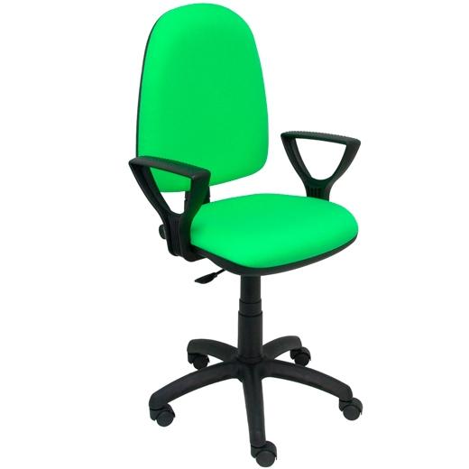 SILLA PIQUERAS Y CRESPO AYNA BRAZOS FIJOS MECANISMO CONTACTO PERMANENTE CON REGULACION DE PROFUNDIDAD RUEDAS de PARQUET ASIENTO Y RESPALDO TAPIZADO BALI VERDE PISTACHO