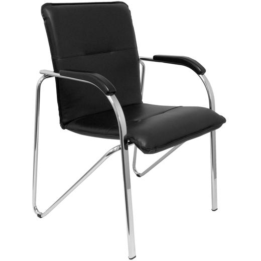 SILLA PIQUERAS Y CRESPO BALSA CONFIDENTE BRAZOS FIJOS ESTRUCTURA CROMADA TAPIZADO SIMILPIEL NEGRO PACK de 2