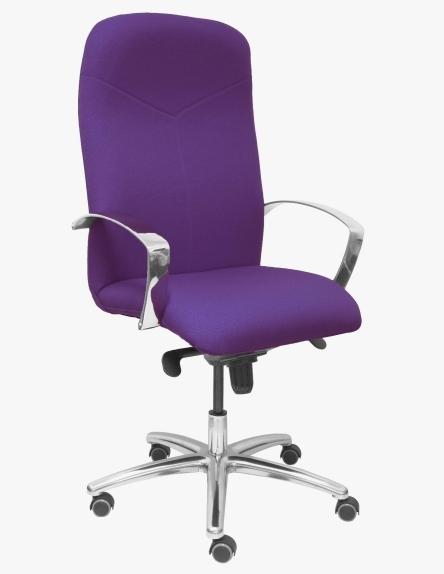 SILLA PIQUERAS Y CRESPO CAUDETE DIRECCION BRAZOS FIJOS CROMADOS MECANISMO BASCULANTE MULTIPOSICION Y ALTURA AJUSTABLE GRAN CONFORTABILIDAD RUEDAS de PARQUET ASIENTO Y RESPALDO TAPIZADO BALI MORADO
