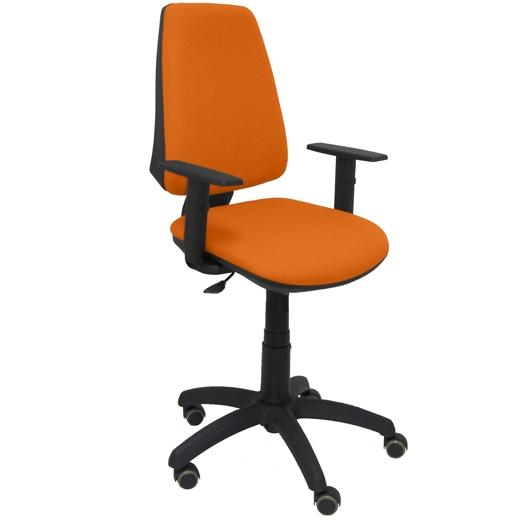 SILLA PIQUERAS Y CRESPO ELCHE CP BRAZOS REGULABLES MECANISMO CONTACTO PERMANENTE REGULACION DE PROFUNDIDAD RUEDAS de PARQUET ASIENTO Y RESPALDO TAPIZADO BALI NARANJA