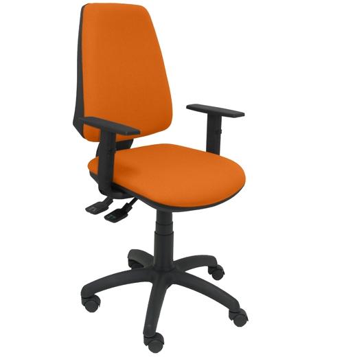 SILLA PIQUERAS Y CRESPO ELCHE S BRAZOS REGULABLES MECANISMO SINCRO de DOBLE MANETA GRAN CONFORTABILIDAD REGULABLE EN ALTURA RUEDAS de NYLON ASIENTO Y RESPALDO TAPIZADO BALI NARANJA