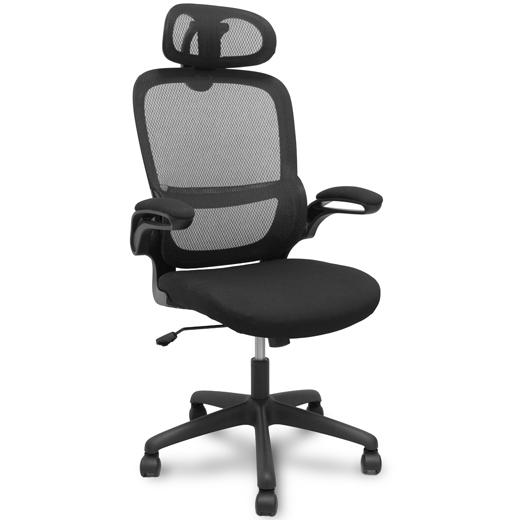 SILLA PIQUERAS Y CRESPO FOROL PRO525 BRAZOS ABATIBLES CABECERO MECANISMO BASCULANTE RESPALDO MALLA Y ASIENTO TAPIZADO EN TELA NEGRO