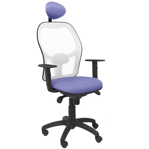 SILLA PIQUERAS Y CRESPO JORQUERA BRAZOS REGULABLES CABECERO FIJO MECANISMO SINCRO CON REGULADOR DE TENSION RESPALDO DE MALLA BLANCA Y ASIENTO TAPIZADO BALI AZUL CLARO