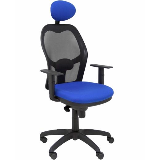 SILLA PIQUERAS Y CRESPO JORQUERA BRAZOS REGULABLES CABECERO FIJO MECANISMO SINCRO CON REGULADOR DE TENSION RESPALDO DE MALLA NEGRA Y ASIENTO TAPIZADO BALI AZUL