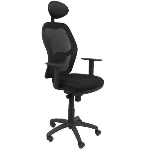 SILLA PIQUERAS Y CRESPO JORQUERA BRAZOS REGULABLES CABECERO FIJO MECANISMO SINCRO CON REGULADOR DE TENSION RESPALDO DE MALLA NEGRA Y ASIENTO TAPIZADO BALI NEGRO