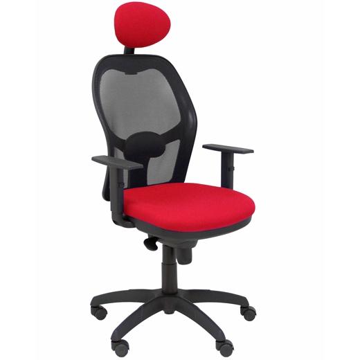 SILLA PIQUERAS Y CRESPO JORQUERA BRAZOS REGULABLES CABECERO FIJO MECANISMO SINCRO CON REGULADOR DE TENSION RESPALDO DE MALLA NEGRA Y ASIENTO TAPIZADO BALI ROJO