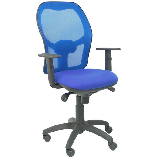 SILLA PIQUERAS Y CRESPO JORQUERA BRAZOS REGULABLES MECANISMO SINCRO CON REGULADOR DE TENSION RESPALDO DE MALLA AZUL Y ASIENTO TAPIZADO BALI AZUL