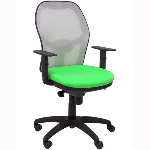 SILLA PIQUERAS Y CRESPO JORQUERA BRAZOS REGULABLES MECANISMO SINCRO CON REGULADOR DE TENSION RESPALDO DE MALLA GRIS Y ASIENTO TAPIZADO BALI VERDE PISTACHO