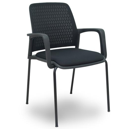 SILLA PIQUERAS Y CRESPO OPTI519 CONFIDENTE BRAZOS FIJOS CHASIS NEGRO ASIENTO Y RESPALDO TAPIZADOS NEGRO