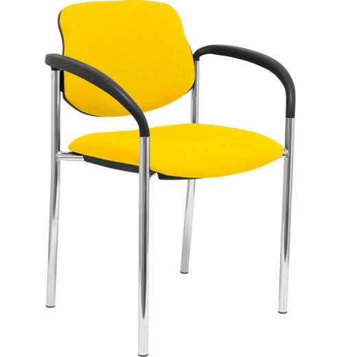 SILLA PIQUERAS Y CRESPO VILLALGORDO CONFIDENTE BRAZOS FIJOS CHASIS CROMO ASIENTO Y RESPALDO TAPIZADOS BALI AMARILLO