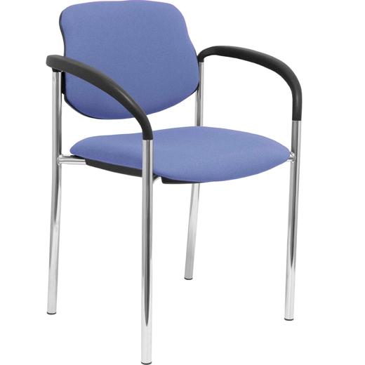 SILLA PIQUERAS Y CRESPO VILLALGORDO CONFIDENTE BRAZOS FIJOS CHASIS CROMO ASIENTO Y RESPALDO TAPIZADOS BALI AZUL CLARO