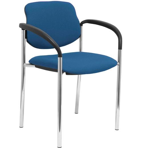 SILLA PIQUERAS Y CRESPO VILLALGORDO CONFIDENTE BRAZOS FIJOS CHASIS CROMO ASIENTO Y RESPALDO TAPIZADOS BALI AZUL MARINO