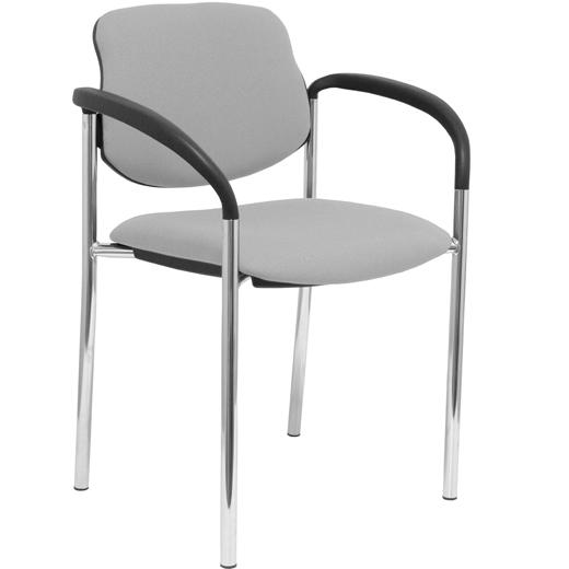 SILLA PIQUERAS Y CRESPO VILLALGORDO CONFIDENTE BRAZOS FIJOS CHASIS CROMO ASIENTO Y RESPALDO TAPIZADOS BALI GRIS