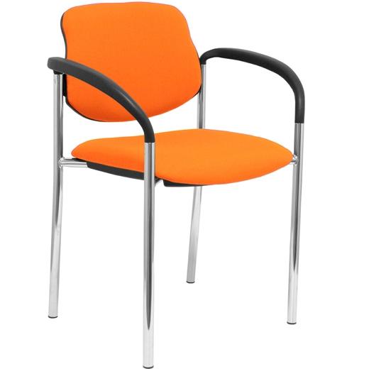 SILLA PIQUERAS Y CRESPO VILLALGORDO CONFIDENTE BRAZOS FIJOS CHASIS CROMO ASIENTO Y RESPALDO TAPIZADOS BALI NARANJA