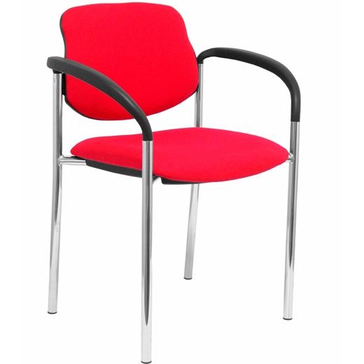 SILLA PIQUERAS Y CRESPO VILLALGORDO CONFIDENTE BRAZOS FIJOS CHASIS CROMO ASIENTO Y RESPALDO TAPIZADOS BALI ROJO