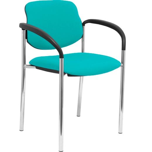 SILLA PIQUERAS Y CRESPO VILLALGORDO CONFIDENTE BRAZOS FIJOS CHASIS CROMO ASIENTO Y RESPALDO TAPIZADOS BALI VERDE TURQUESA