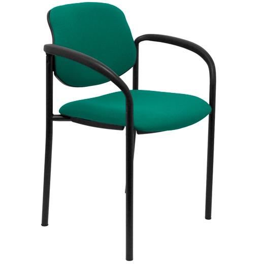 SILLA PIQUERAS Y CRESPO VILLALGORDO CONFIDENTE BRAZOS FIJOS CHASIS NEGRO ASIENTO Y RESPALDO TAPIZADOS BALI VERDE