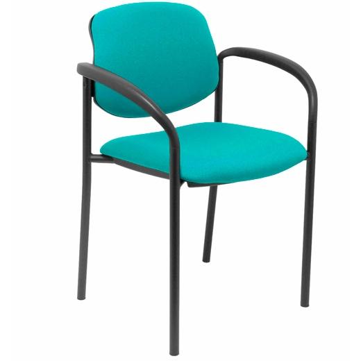 SILLA PIQUERAS Y CRESPO VILLALGORDO CONFIDENTE BRAZOS FIJOS CHASIS NEGRO ASIENTO Y RESPALDO TAPIZADOS BALI VERDE TURQUESA